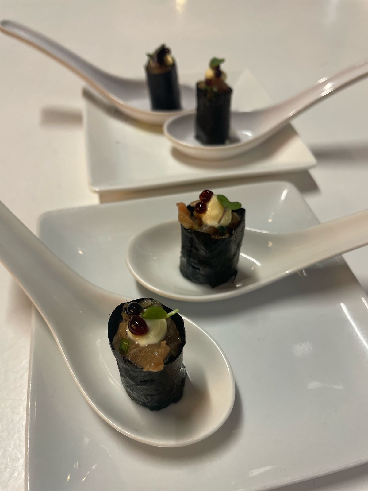 Canapes presented on spoons