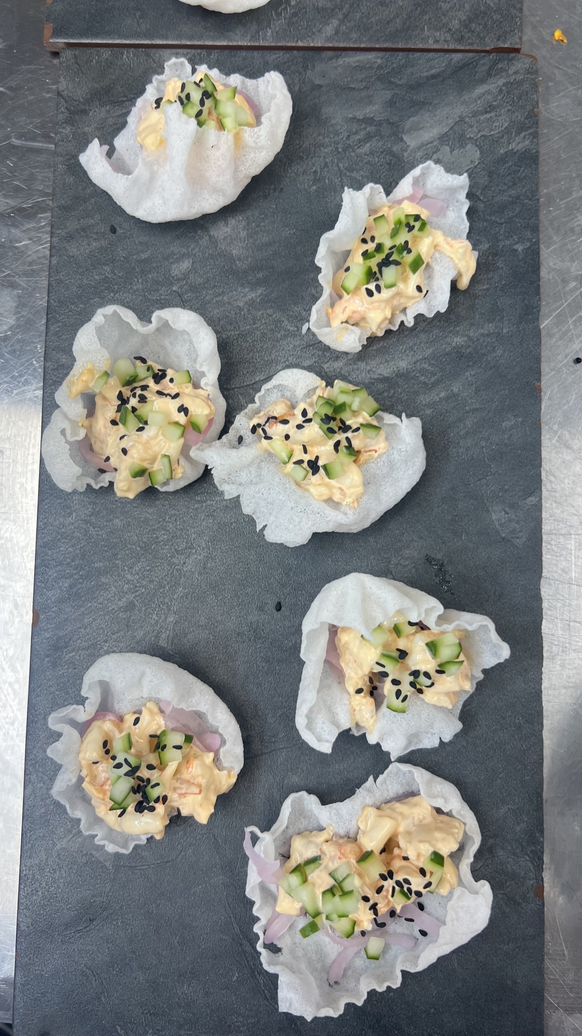 Dumplings on slate