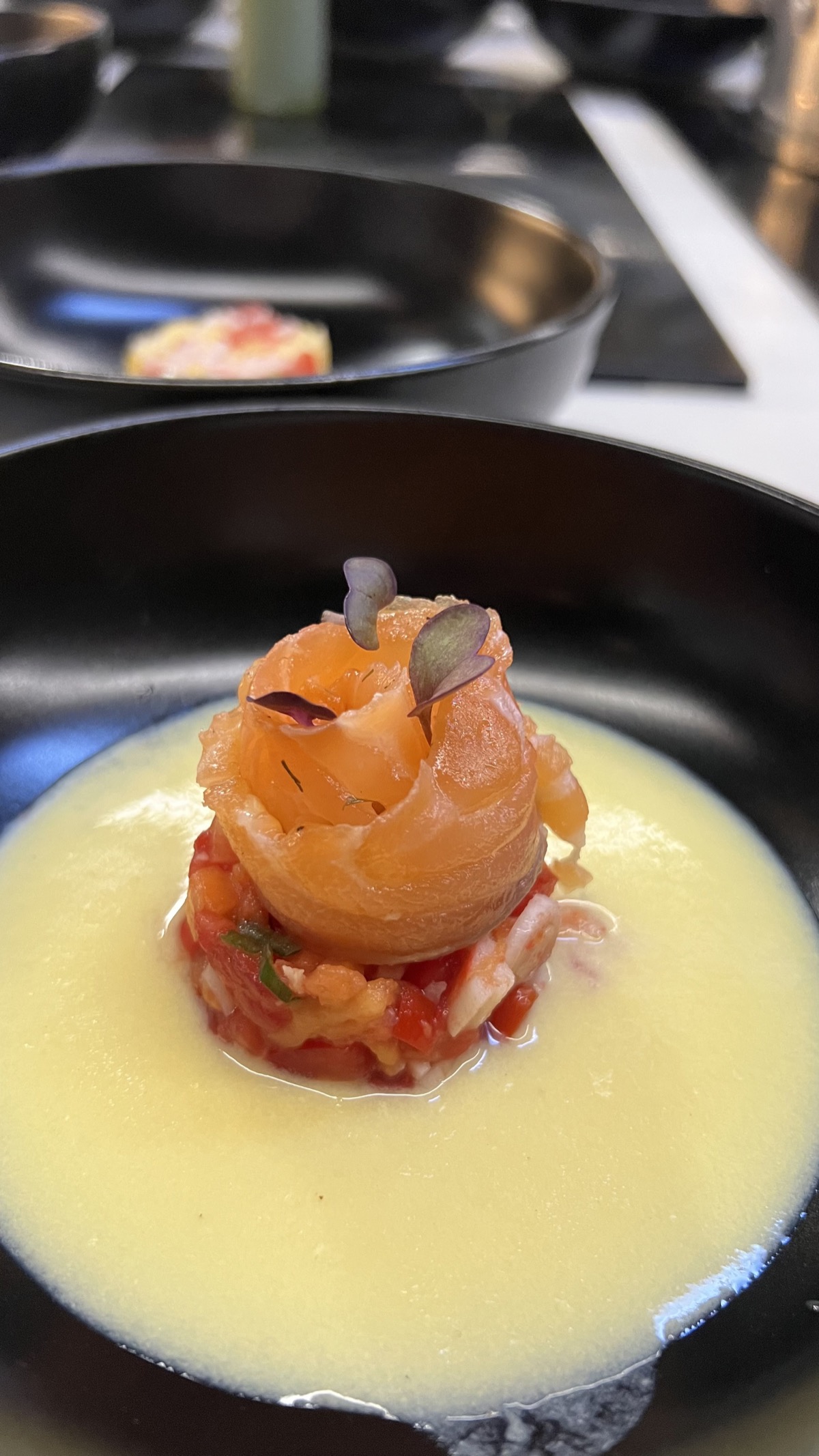 Salmon rose with tomato tartare and beurre blanc